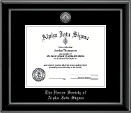 Alpha Iota Sigma certificate frame - Silver Engraved Medallion Certificate Frame in Onyx Silver