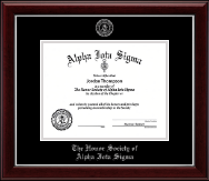 Alpha Iota Sigma certificate frame - Silver Embossed Certificate Frame in Gallery Silver