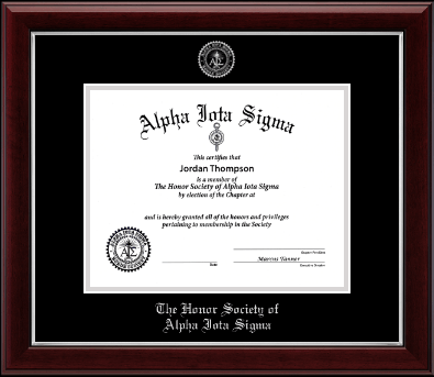 Alpha Iota Sigma certificate frame - Silver Embossed Certificate Frame in Gallery Silver