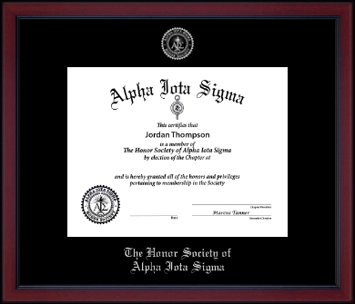 Alpha Iota Sigma certificate frame - Silver Embossed Achievement Edition Certificate Frame in Academy