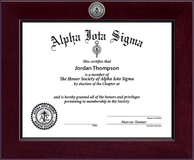 Alpha Iota Sigma certificate frame - Century Certificate Frame in Cordova