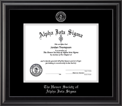 Alpha Iota Sigma certificate frame - Silver Embossed Certificate Frame in Midnight