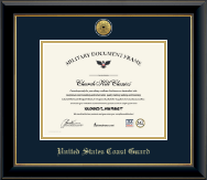 United States Coast Guard certificate frame - Gold Engraved Medallion Certificate Frame in Onyx Gold