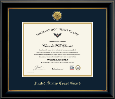 United States Coast Guard certificate frame - Gold Engraved Medallion Certificate Frame in Onyx Gold