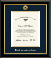United States Coast Guard certificate frame - Gold Engraved Medallion Certificate Frame in Onyx Gold
