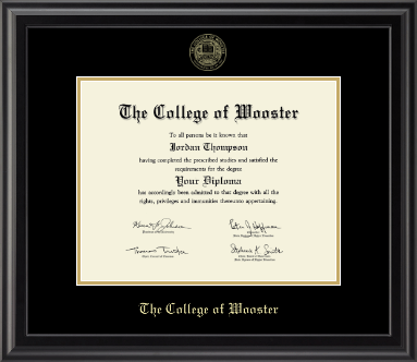 The College of Wooster diploma frame - Gold Embossed Diploma Frame in Midnight