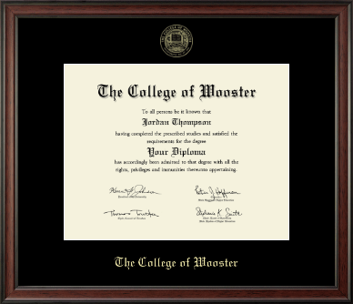 The College of Wooster diploma frame - Gold Embossed Diploma Frame in Studio