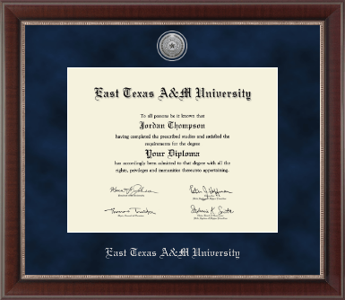 East Texas A&M University diploma frame - Silver Engraved Medallion Diploma Frame in Chateau