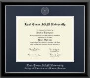 East Texas A&M University diploma frame - Silver Embossed Diploma Frame in Onyx Silver
