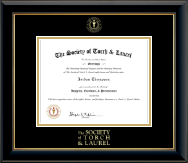 The Society of Torch & Laurel certificate frame - Gold Embossed Certificate Frame in Onyx Gold