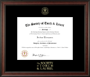 The Society of Torch & Laurel certificate frame - Gold Embossed Certificate Frame in Studio