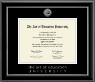 The Art of Education University diploma frame - Silver Engraved Medallion Diploma Frame in Onyx Silver