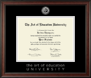 The Art of Education University diploma frame - Silver Engraved Medallion Diploma Frame in Studio