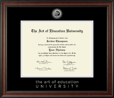 The Art of Education University diploma frame - Silver Engraved Medallion Diploma Frame in Studio