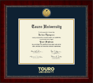 Touro University diploma frame - Gold Engraved Flame Logo Medallion Diploma Frame in Sutton
