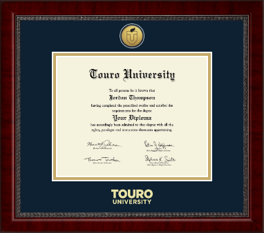 Touro University diploma frame - Gold Engraved Flame Logo Medallion Diploma Frame in Sutton