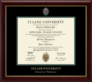 Tulane University diploma frame - Masterpiece Medallion Diploma Frame in Gallery