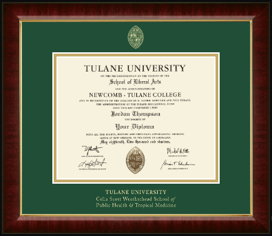 Tulane University diploma frame - Seal Gold Embossed Diploma Frame in Murano