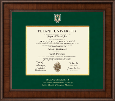 Tulane University diploma frame - Presidential Shield Masterpiece Diploma Frame in Madison