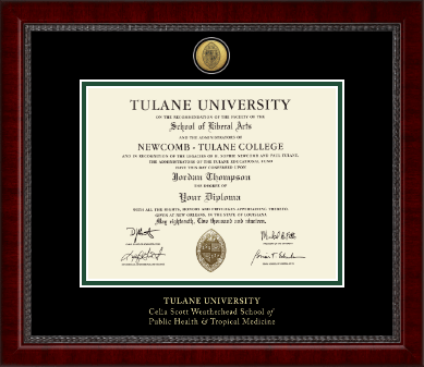 Tulane University diploma frame - Seal Gold Engraved Medallion Diploma Frame in Sutton