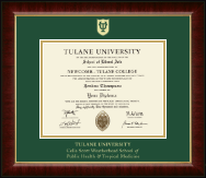 Tulane University diploma frame - Shield Gold Embossed Diploma Frame in Murano