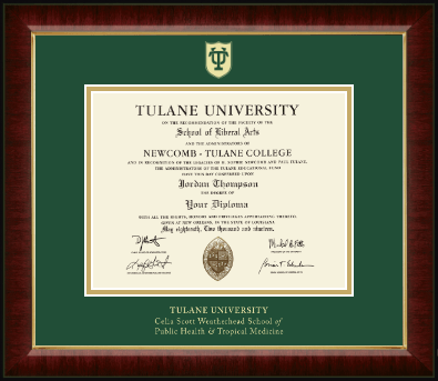 Tulane University diploma frame - Shield Gold Embossed Diploma Frame in Murano