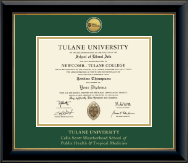 Tulane University diploma frame - Shield Gold Engraved Medallion Diploma Frame in Onyx Gold
