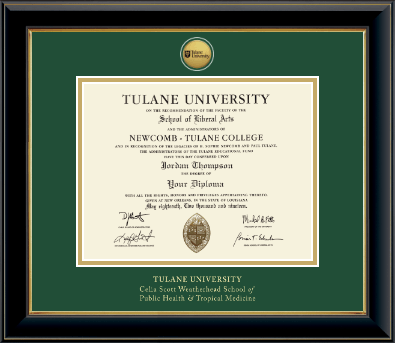 Tulane University diploma frame - Shield Gold Engraved Medallion Diploma Frame in Onyx Gold