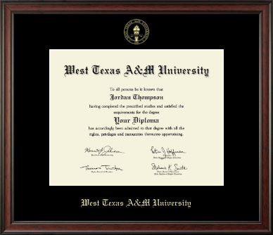 West Texas A&M University diploma frame - Gold Embossed Diploma Frame in Studio