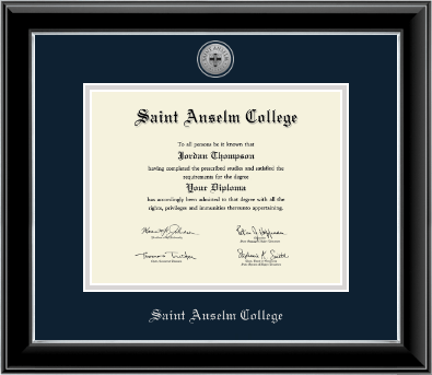 Saint Anselm College diploma frame - Silver Engraved Medallion Diploma Frame in Onyx Silver
