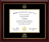 SANS Technology Institute diploma frame - Gold Embossed Diploma Frame in Gallery