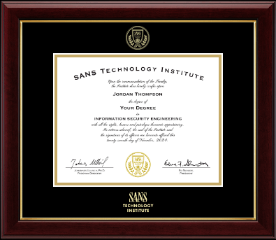 SANS Technology Institute diploma frame - Gold Embossed Diploma Frame in Gallery