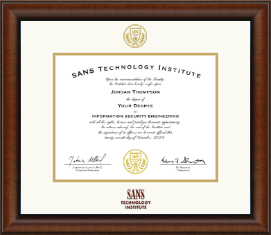 SANS Technology Institute diploma frame - Dimensions Diploma Frame in Austin