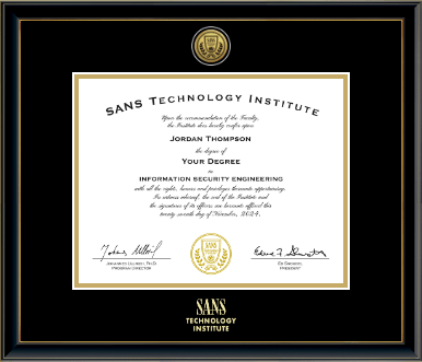 SANS Technology Institute diploma frame - Gold Engraved Medallion Diploma Frame in Onexa Gold