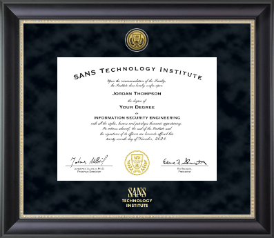 SANS Technology Institute diploma frame - Regal Diploma Frame in Noir