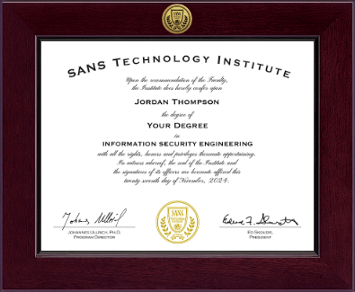 SANS Technology Institute diploma frame - Century Diploma Frame in Cordova