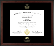 SANS Technology Institute diploma frame - Gold Embossed Diploma Frame in Studio Gold
