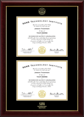 SANS Technology Institute diploma frame - Double Diploma Frame in Gallery