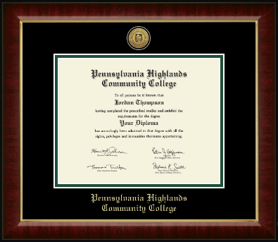 Penn Highlands diploma frame - Gold Engraved Medallion Diploma Frame in Murano
