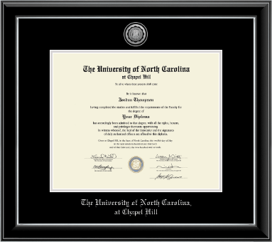University of North Carolina Chapel Hill diploma frame - Siver Engraved Medallion Diploma Frame in Onyx Silver
