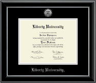 Liberty University diploma frame - Siver Engraved Medallion Diploma Frame in Onyx Silver