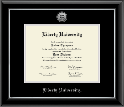 Liberty University diploma frame - Siver Engraved Medallion Diploma Frame in Onyx Silver