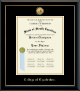College of Charleston diploma frame - Gold Engraved Medallion Diploma Frame in Onyx Gold