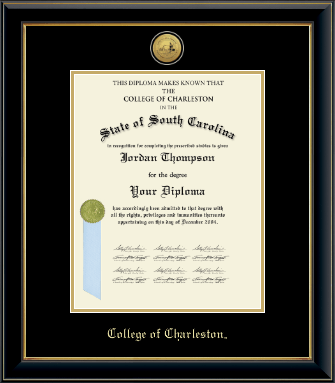 College of Charleston diploma frame - Gold Engraved Medallion Diploma Frame in Onyx Gold