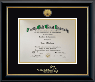 Florida Gulf Coast University diploma frame - Gold Engraved Medallion Diploma Frame in Onyx Gold