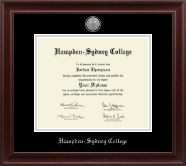 Hampden-Sydney College diploma frame - Silver Engraved Medallion Diploma Frame in Rainier