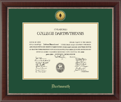 Dartmouth College diploma frame - Gold Engraved Medallion Diploma Frame in Chateau