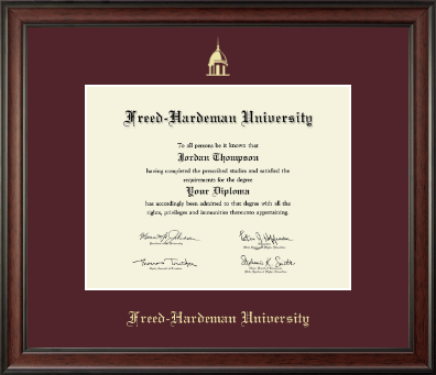 Freed-Hardeman University diploma frame - Gold Embossed Diploma Frame in Studio