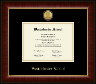 Westminster School diploma frame - Gold Engraved Medallion Diploma Frame in Murano