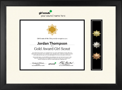 Girl Scouts of the USA certificate frame - Certificate & 3 Pins Frame in Arena